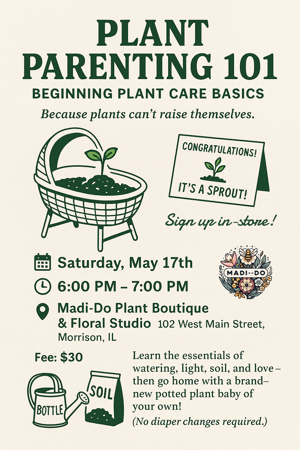 Plant Parenting 101: Beginning Plant Care Basics - May 17, 6–7 PM