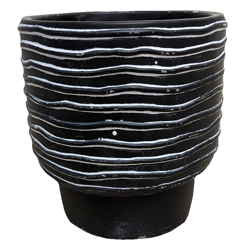 Hand-Striped Pedestal Planter
