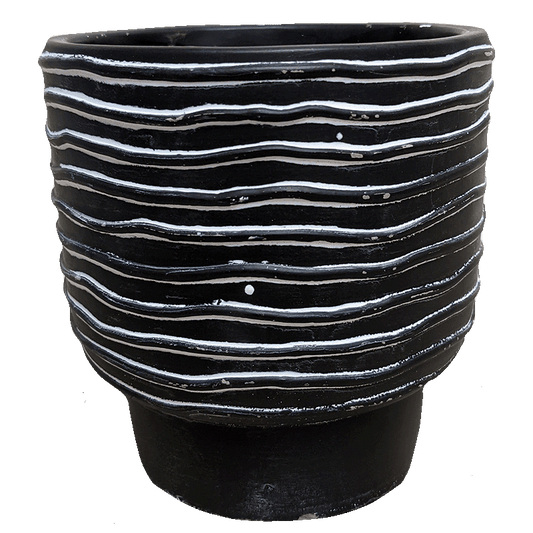 Hand-Striped Pedestal Planter