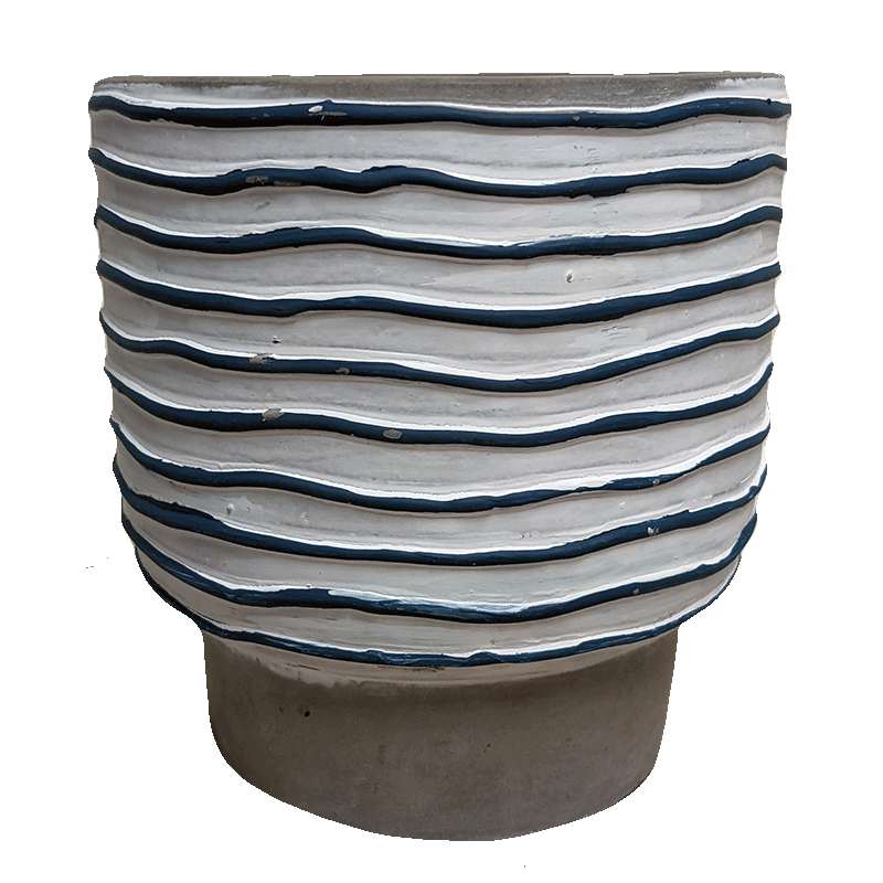 Hand-Striped Pedestal Planter